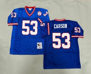 Men's New York Giants #53 Harry Carson Mitchell & Ness 1986 Throwbacks Authentics Royal Spider 43 Patch NFL Jersey