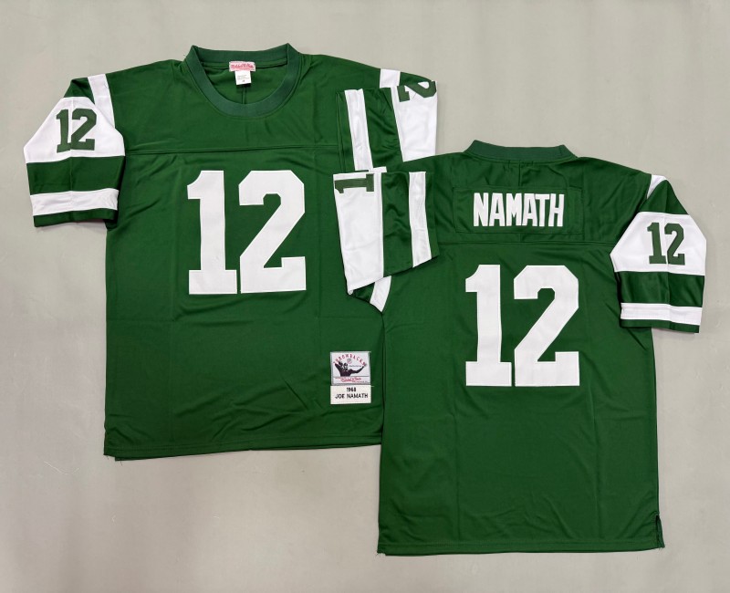 Men's New York Jets #12 Joe Namath Mitchell & Ness 1968 Throwbacks Authentics Green Jersey