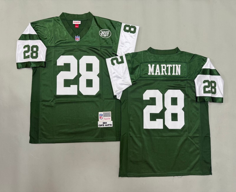 Men's New York Jets #28 Curtis Martin Mitchell & Ness 2004 Throwbacks Authentics Green Jersey