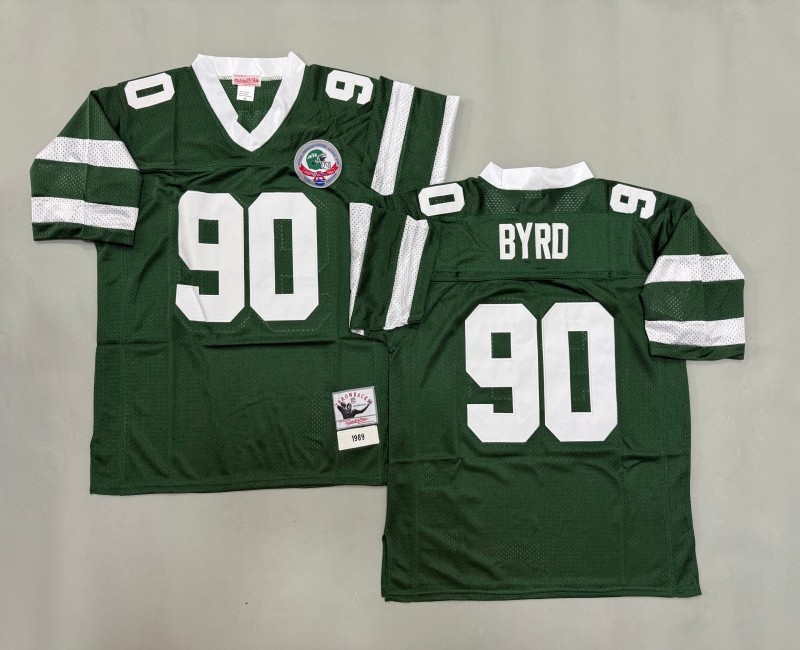 Men's New York Jets #90 Dennis Byrd Mitchell & Ness 1989 Throwbacks Authentics Green Jersey