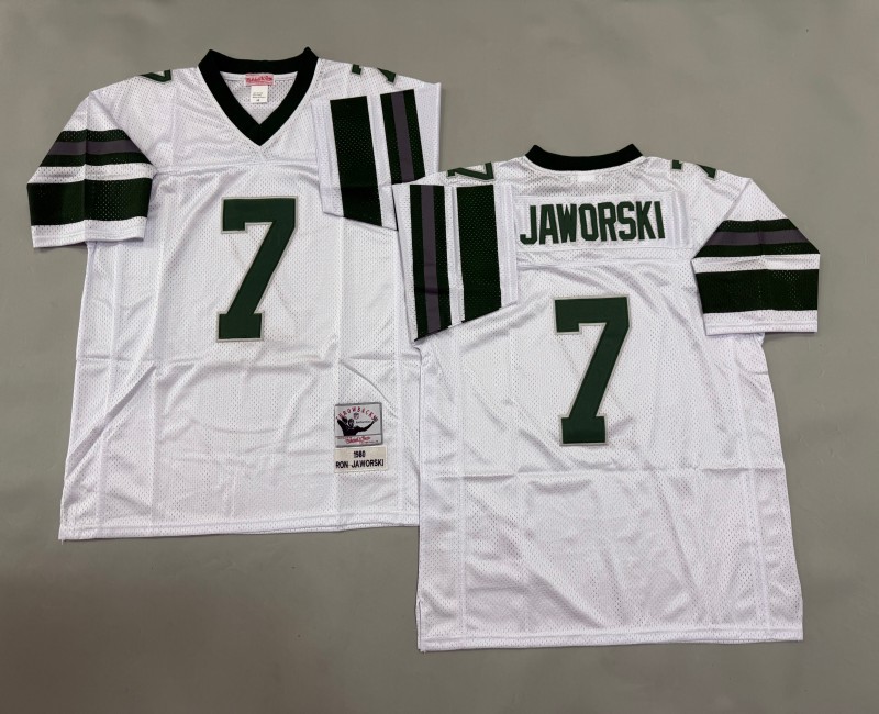 Men's Philadelphia Eagles #7 Ron Jaworski Mitchell & Ness 1980 Throwbacks Authentics White-Black Green Name Number  Jersey