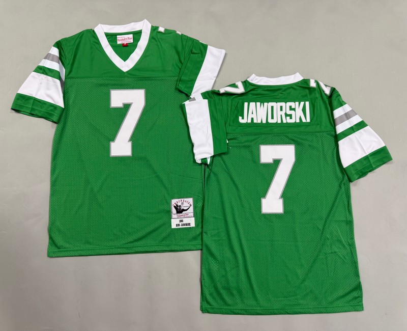 Men's Philadelphia Eagles #7 Ron Jaworski Mitchell & Ness 1980 Throwbacks Authentics Kelly Green Jersey