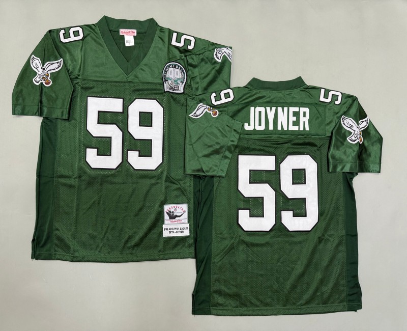 Men's Philadelphia Eagles #59 Seth Joyner Mitchell & Ness Throwbacks Authentics Green Jersey