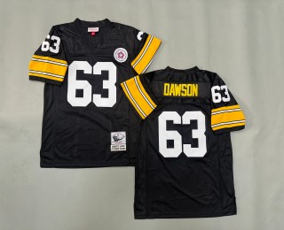 Men's Pittsburgh Steelers #63 Dermontti Dawson Mitchell & Ness Throwbacks Authentics Black Jerseys