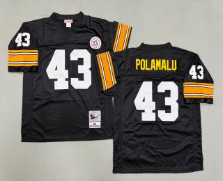Men's Pittsburgh Steelers #43 Troy Polamalu Mitchell & Ness 2005 Throwbacks Authentics Bold Black Jersey