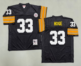 Men's Pittsburgh Steelers #33 Merril Hoge Mitchell & Ness 1976 Throwbacks Authentics Bold Black Jerseys