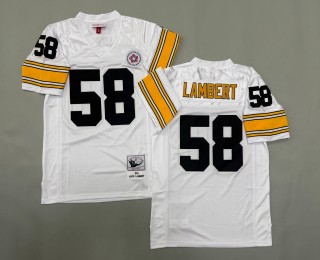 Men's Pittsburgh Steelers #58 Jack Lambert Mitchell & Ness 1975 Throwbacks Authentics Bold White Jerseys