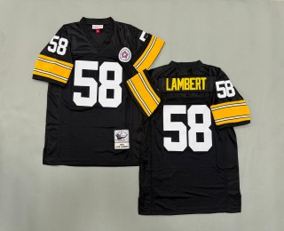 Men's Pittsburgh Steelers #58 Jack Lambert Mitchell & Ness 1975 Throwbacks Authentics Bold Black Jerseys