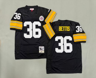 Men's Pittsburgh Steelers #36 Jerome Bettis Mitchell & Ness 1996 Throwbacks Authentics Bold Black Jerseys