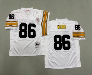 Men's Pittsburgh Steelers #86 Hines Ward Mitchell & Ness Throwbacks Authentics Bold White Jerseys