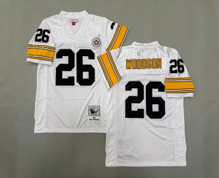 Men's Pittsburgh Steelers #26 Rod Woodson Mitchell & Ness 1994 Throwbacks Authentics Bold White Jerseys
