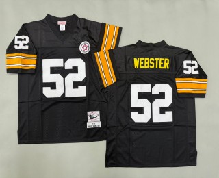 Men's Pittsburgh Steelers #52 Mike Webster Mitchell & Ness 1975 Throwbacks Authentics Bold Black Jerseys