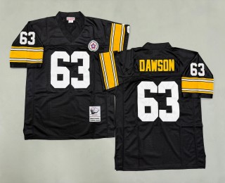 Men's Pittsburgh Steelers #63 Dermontti Dawson Mitchell & Ness Throwbacks Authentics Bold Black Jersey
