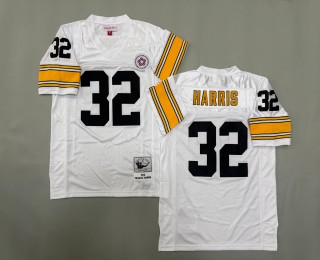 Men's Pittsburgh Steelers #32 Franco Harris Mitchell & Ness 1976 Throwbacks Authentics Bold White Jerseys