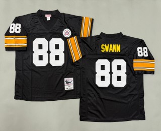 Men's Pittsburgh Steelers #88 Lynn Swann Mitchell & Ness 1975 Throwbacks Authentics Bold Black Jerseys