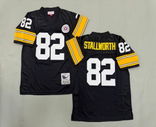 Men's Pittsburgh Steelers #82 John Stallworth Mitchell & Ness Throwbacks Authentics Bold Black Jerseys