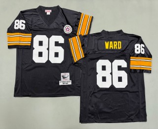 Men's Pittsburgh Steelers #86 Hines Ward Mitchell & Ness Throwbacks Authentics Bold Black Jerseys