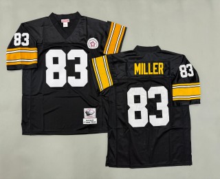 Men's Pittsburgh Steelers #83 Heath Miller Mitchell & Ness Throwbacks Authentics Bold Black Jerseys