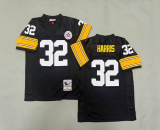 Men's Pittsburgh Steelers #32 Franco Harris Mitchell & Ness 1976 Throwbacks Authentics Bold Black Jersey