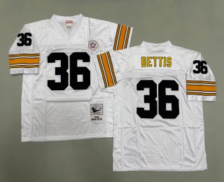 Men's Pittsburgh Steelers #36 Jerome Bettis Mitchell & Ness 1996 Throwbacks Authentics Bold White Jerseys
