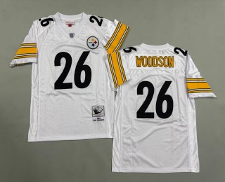 Men's Pittsburgh Steelers #26 Rod Woodson Mitchell & Ness 1994 Throwbacks Authentics White Jersey