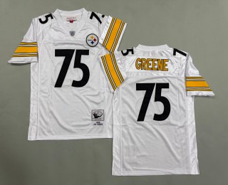 Men's Pittsburgh Steelers #75 Joe Greene Mitchell & Ness 1975 Throwbacks Authentics White Jersey