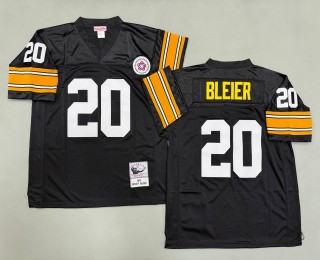 Men's Pittsburgh Steelers #20 Rocky Bleier Mitchell & Ness 1975 Throwbacks Authentics Bold Black Jerseys