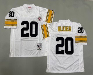 Men's Pittsburgh Steelers #20 Rocky Bleier Mitchell & Ness 1975 Throwbacks Authentics Bold White Jerseys