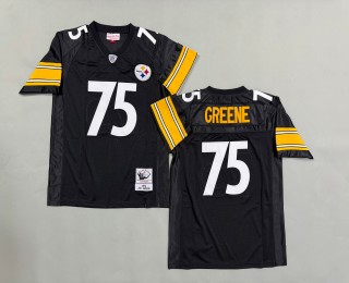 Men's Pittsburgh Steelers #75 Joe Greene Mitchell & Ness 1975 Throwbacks Authentics Black Jersey