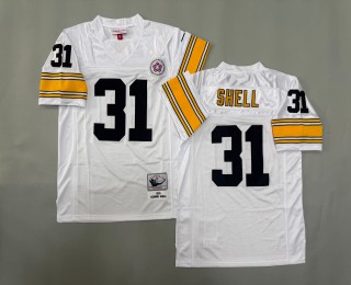 Men's Pittsburgh Steelers #31 Donnie Shell Mitchell & Ness 1975 Throwbacks Authentics Bold White Jerseys