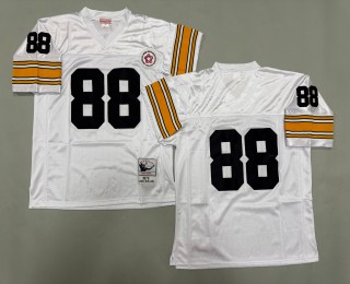 Men's Pittsburgh Steelers #88 Lynn Swann Mitchell & Ness 1975 Throwbacks Authentics Bold White Jerseys