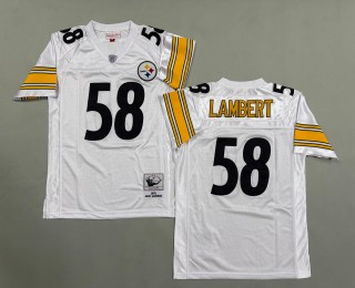 Men's Pittsburgh Steelers #58 Jack Lambert Mitchell & Ness 1975 Throwbacks Authentics White Jersey