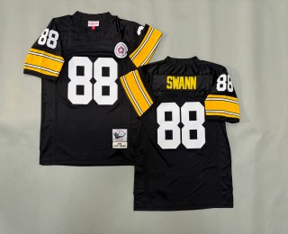 Men's Pittsburgh Steelers #88 Lynn Swann Black 1975 Throwbacks Authentics Mitchell & Ness NFL Jersey