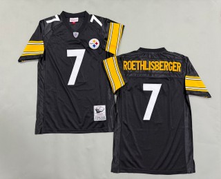 Men's Pittsburgh Steelers #7 Ben Roethlisberger Mitchell & Ness Throwbacks Authentics Black Jersey