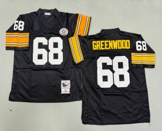 Men's Pittsburgh Steelers #68 L.C. Greenwood Mitchell & Ness 1978 Throwbacks Authentics Bold Black Jerseys