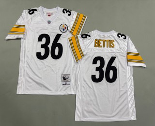 Men's Pittsburgh Steelers #36 Jerome Bettis Mitchell & Ness 1996 Throwbacks Authentics White Jersey