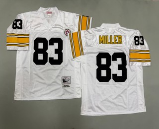 Men's Pittsburgh Steelers #83 Heath Miller Mitchell & Ness Throwbacks Authentics Bold White Jerseys