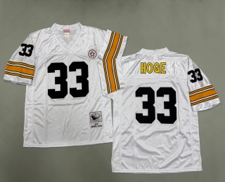 Men's Pittsburgh Steelers #33 Merril Hoge Mitchell & Ness 1976 Throwbacks Authentics Bold White Jerseys