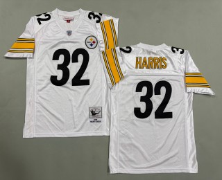 Men's Pittsburgh Steelers #32 Franco Harris Mitchell & Ness 1976 Throwbacks Authentics White Jersey