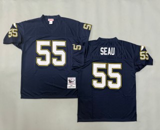Men's Los Angeles Chargers #55 Junior Seau Mitchell & Ness 1994 Throwbacks Authentics Navy Jersey