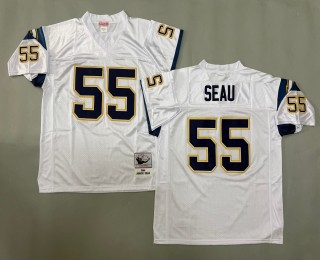 Men's Los Angeles Chargers #55 Junior Seau Mitchell and Ness 1994 Throwbacks Authentics White Jersey