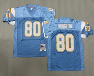 Men's Los Angeles Chargers #80 Kellen Winslow Mitchell & Ness 1979-1987 Throwbacks Authentics Blue Jersey