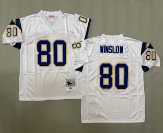 Men's Los Angeles Chargers #80 Kellen Winslow Mitchell and Ness 1984 Throwbacks Authentics White Jersey