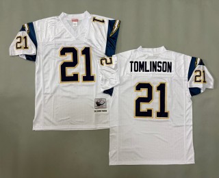 Men's Los Angeles Chargers #21 LaDainian Tomlinson Mitchell and Ness 2006 Throwbacks Authentics White Jersey