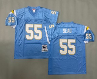 Men's Los Angeles Chargers #55 Junior Seau Mitchell & Ness 1994 Throwbacks Authentics Blue Jersey