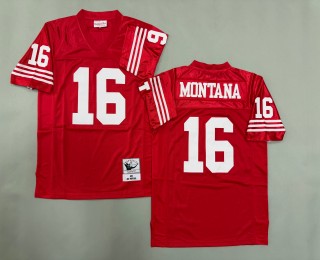 Men's San Francisco 49ers #16 Joe Montana Mitchell & Ness 1990 Throwbacks Authentics Scarlet Jersey