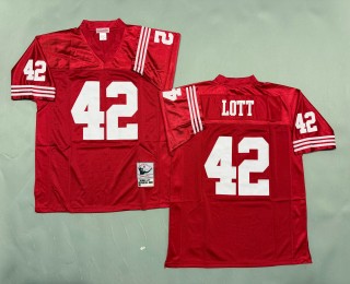 Men's San Francisco 49ers #42 Ronnie Lott Mitchell & Ness 1989 Throwbacks Authentics Scarlet Jersey