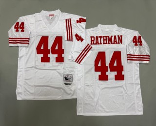 Men's San Francisco 49ers #44 Tom Rathman Mitchell & Ness Throwbacks Authentics White Jersey
