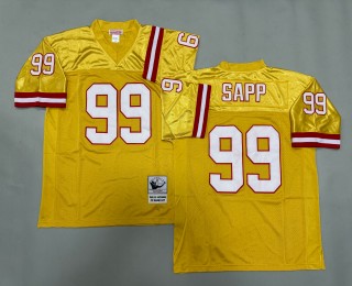 Men's Tampa Bay Buccaneers #99 Warren Sapp Mitchell & Ness Throwbacks Authentics Gold Jersey