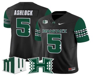 Men's Hawaii Rainbow Warriors #5 Pofele Ashlock Home Black F.U.S.E. 2025 Vapor Limited Football Jersey